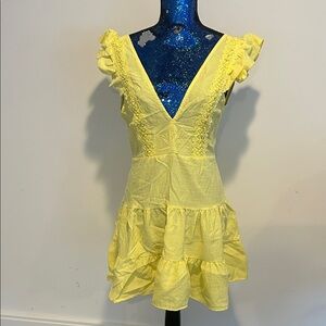Yellow Ruffled V-Neck Dress